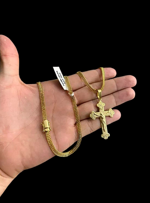 Cordao Lacraia 5Mm Pingente Banhado A Ouro 18K Preto