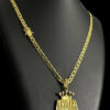 Cordao Lacraia 5Mm Pingente Favela Venceu A Ouro 18K Preto