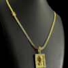 Cordao Lacraia 5Mm Pingente Jesus Banhado A Ouro 18K Preto