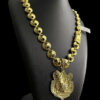 Cordao Oriental 13Mm Pingente Acredita Banhado A Ouro 18K Preto