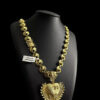 Cordao Oriental 13Mm Pingente Fe Coracao Banhado A Ouro 18K Preto