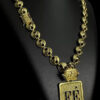 Cordao Oriental 13Mm Pingente Fe Coroa Vazado Banhado A Ouro 18K Preto