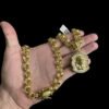 Cordao Pingente 3D Friso Triplo 13Mm Fecho Especial Banhado A Ouro 18K 2