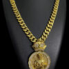 Cordao Pit Bull 12Mm Pingente Banhando A Ouro 18K Preto