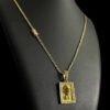Cordao Pitbull 3Mm Pingente Jesus Cravejado Banhado A Ouro 18K P