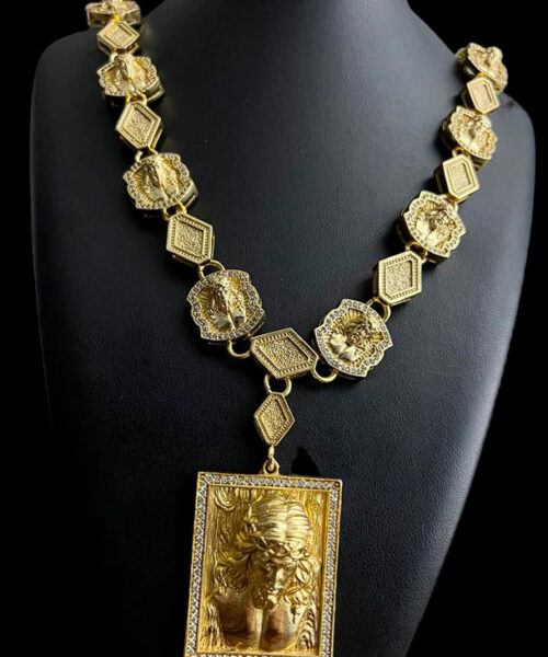Cordão Poze Jesus Cristo 3d + Pingente Cravejado Banhado a Ouro 18k