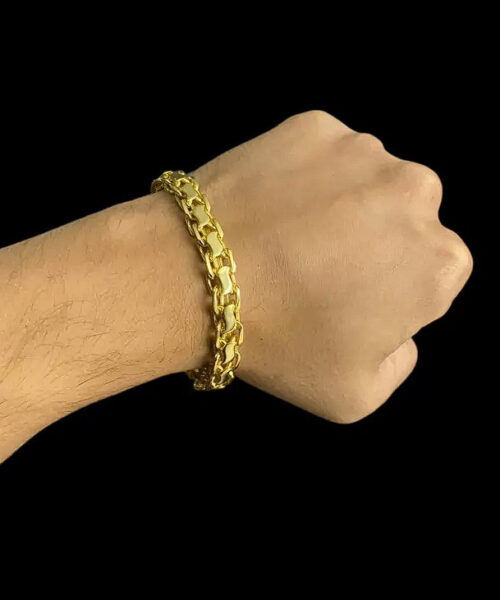 Pulseira Cadeado Duplo s 10mm - Banhado a Ouro 18k