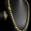 Cordao Pulseira Friso S 13Mm C Fecho Jacare Banhado A Ouro 18K Preto