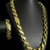 Cordao Pulseira Friso S 16Mm C Fecho Especial Mao Orando Banhado Ouro 18K Preto