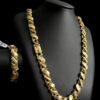 Cordao Pulseira Friso S Bordado 16Mm Banhado Ouro 18K Preto