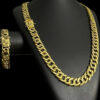 Cordao Pulseira Grumet 15Mm Fecho Sao Jorge Banhado Ouro 18K Preto