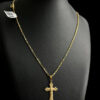 Cordao Tijolinho 1Mm Pingente Cruz Moldada Banhado A Ouro 18K Preto