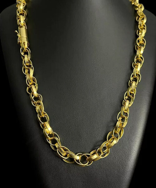 Cordão Trançado 12mm - Banhado a Ouro 18k