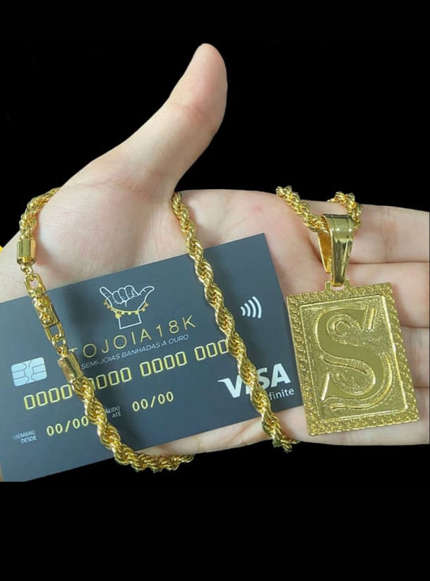 Corrente Baiano 5Mm Pingente Letra – Banhado A Ouro 18K Vasco