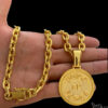 Corrente Cadeado 10Mm Pingente Foco Forca E Fe – Banhado A Ouro 18K22
