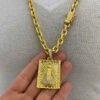Corrente Cadeado 10Mm Pingente Nossa Sra – Banhado A Ouro 18K23