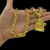 Corrente Cadeado 12Mm Pingente Jesus – Banhado A Ouro 18K4