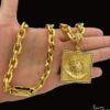 Corrente Cadeado 12Mm Pingente Rosto De Cristo – Banhado A Ouro 18K2