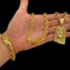 Corrente Cadeado 12Mm Pingente Sao Jorge – Banhado A Ouro 18K2 1