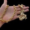 Corrente Cadeado 12Mm Pingente Sao Jorge – Banhado A Ouro 18K2