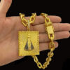 Corrente Cadeado 14Mm Pingente Nossa Sra – Banhado A Ouro 18K2