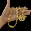 Corrente Cadeado 14Mm Pingente – Banhado A Ouro 18K2