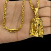 Corrente Cadeado 4Mm Pingente Rosto Cristo – Banhado A Ouro 18K8