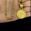 Corrente Cadeado 5Mm Pingente Estrela De Davi – Banhado A Ouro 18K4 1