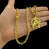 Corrente Cadeado 6Mm Pingente Ferradura – Banhado A Ouro 18Kd4