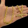 Corrente Cadeado 6Mm Pingente Fuzil Cravejado – Banhado A Ouro 4