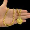 Corrente Cadeado 6Mm Pingente Jesus E O Dono – Banhado A Ouro 18K4