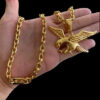 Corrente Cadeado 8Mm Pingente Aguia – Banhado A Ouro 18K2