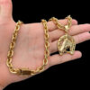 Corrente Cadeado 8Mm Pingente Cavalo – Banhado A Ouro 18K2