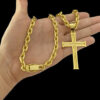 Corrente Cadeado 8Mm Pingente Cruz – Banhado A Ouro 18K3