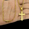 Corrente Cadeado Alongado 3Mm Pingente Crucifixo – Banhado A Ouro 2
