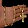 Corrente Cadeado Alongado 7Mm Pingente Crucifixo – Banhado A Ouro 2 1