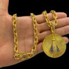 Corrente Cadeado Fecho Especial 8Mm Pingente Nossa Sra – Banhado A Ouro 18K22