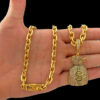 Corrente Cadeado Fecho Especial 8Mm Pingente Saco – Banhado A Ouro 18K5