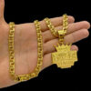 Corrente Friso 8Mm Pingente Favela Venceu – Banhado A Ouro 18K22