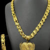 Corrente Friso X 13Mm Pulseira Pingente Coroa – Banhado A Ouro 18K2