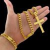 Corrente Pitbull 10Mm Pingente Rosto Jesus – Banhado A Ouro 18K2