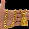 Corrente Pitbull 10Mm Pingente Rosto Jesus – Banhado A Ouro 2