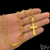 Corrente Tijolinho 3Mm Pingente Cruz 3D – Banhado A Ouro 18K2
