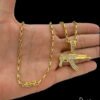 Corrente Tijolinho 4Mm Pingente Fuzil – Banhado A Ouro 18K2