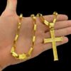 Corrente Tijolinho 8Mm Pingente Cruz – Banhado A Ouro 18K2