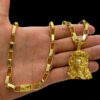 Corrente Tijolinho 8Mm Pingente Rosto De Cristo – Banhado A Ouro 18K2