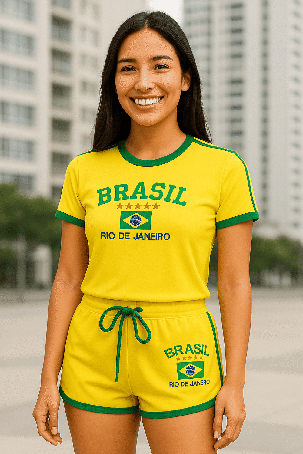 Camisa Do Brasil + Short Do Brasil Bordado Retrô - Imagem 15