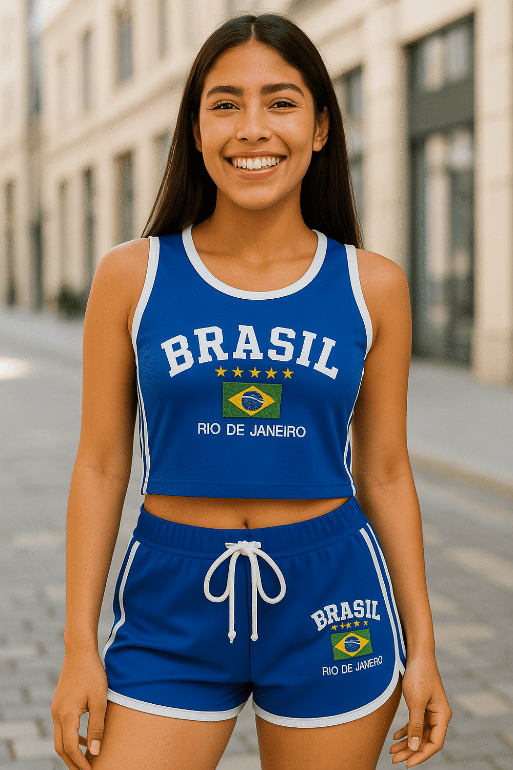 Regata Cropped+ Short Do Brasil Bordado Retrô - Imagem 10