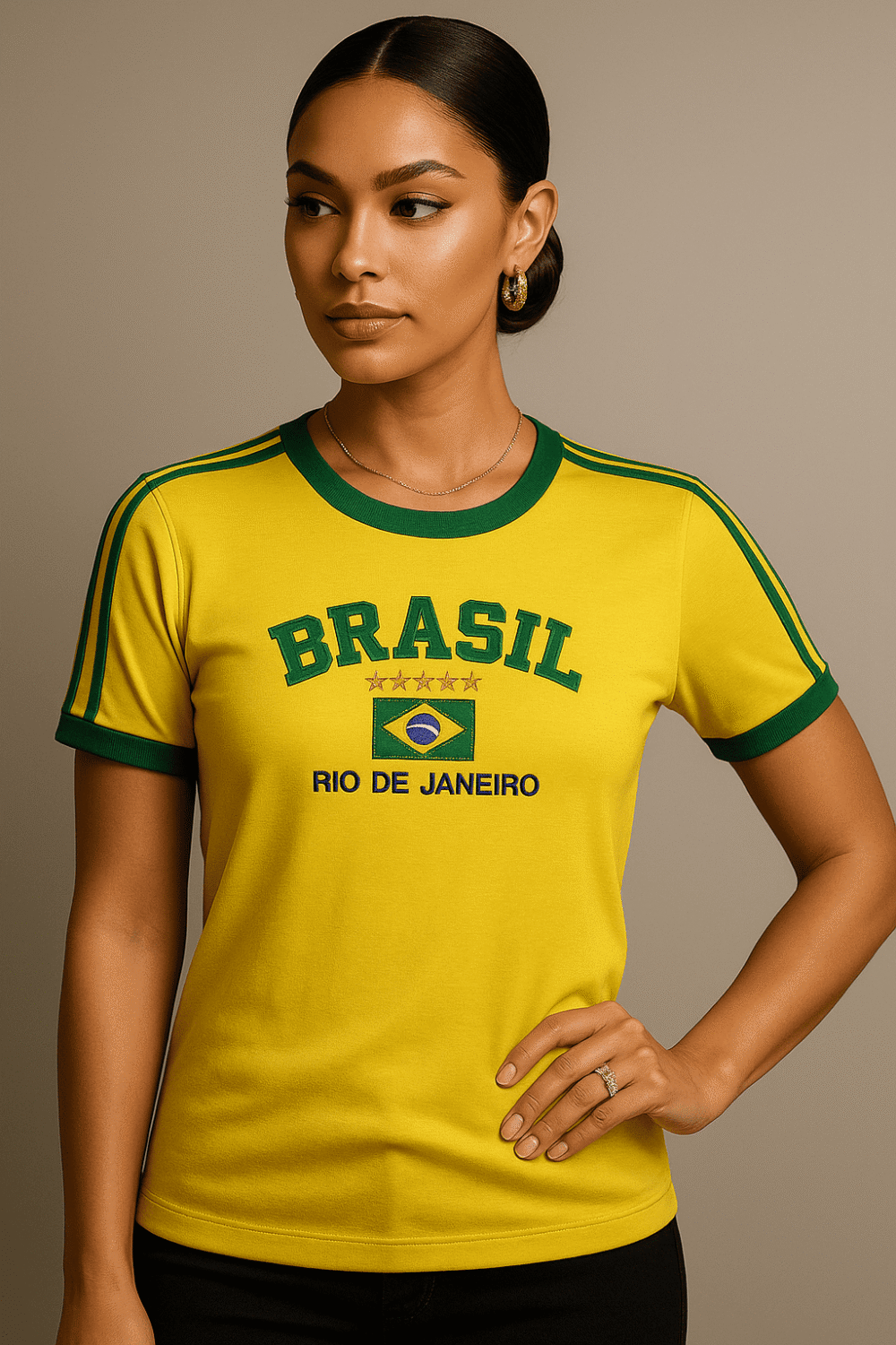 Camisa Do Brasil Bordada Adulto Unissex - Imagem 42