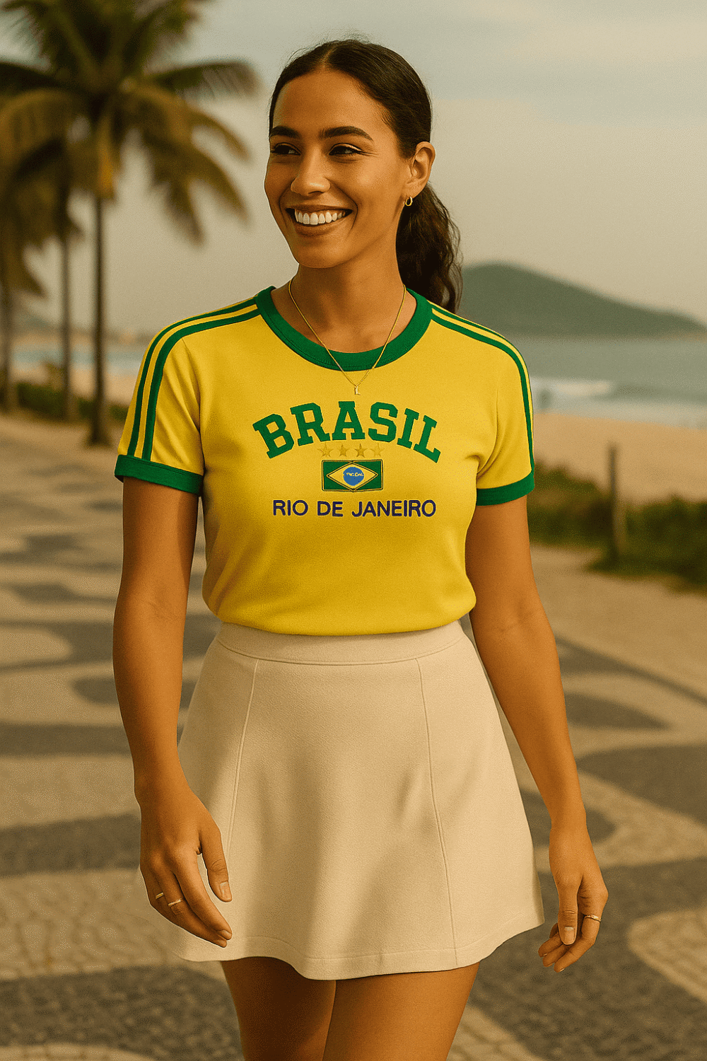 Camisa Do Brasil Feminina Bordada Retrô - Babylook - Imagem 24